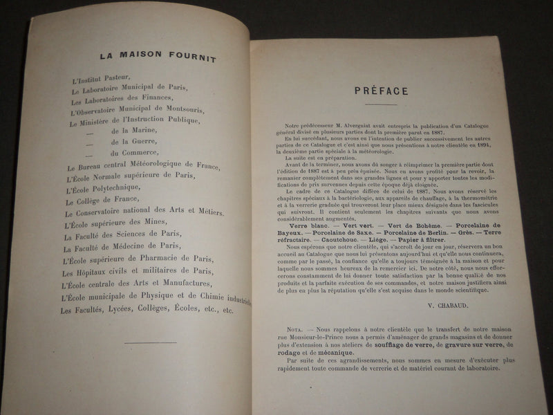 1900 VICTOR CHABAUD FRENCH CATALOGUE ILLUSTRÉ DE VERRERIE - FR 632
