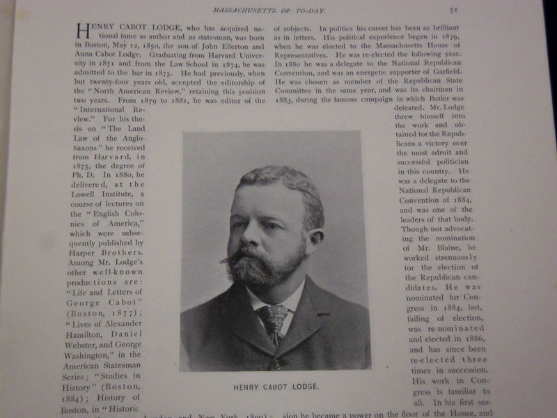 1892 MASSACHUSETTS OF TO-DAY WORLD'S COLUMBIAN EXPO AT CHICAGO VOLUME - KD 1952