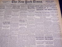 1938 DECEMBER 14 NEW YORK TIMES - 35 NAZIS BOYCOTT CHAMBERLAIN - NT 3111