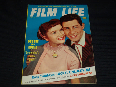 1956 APRIL FILM LIFE MAGAZINE - DEBBIE REYNOLDS & EDDIE FISHER COVER - E 14597