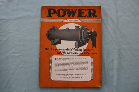 1927 MARCH 1 POWER MAGAZINE - WORKING PRESSURE COVER - E 26578