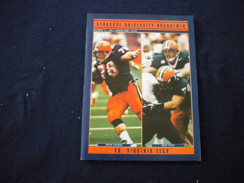 1998 NOVEMBER 14 FOOTBALL PROGRAM - SYRACUSE UNIV VS VIRGINIA TECH - SP 3624T