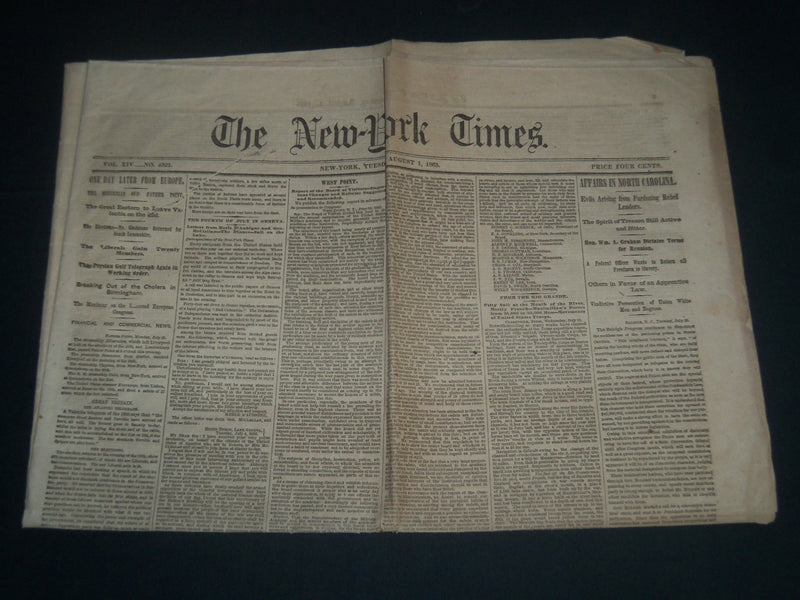1865 AUGUST 1 NEW YORK TIMES NEWSPAPER - WEST POINT CHANGES AND REFORMS- NP 3991