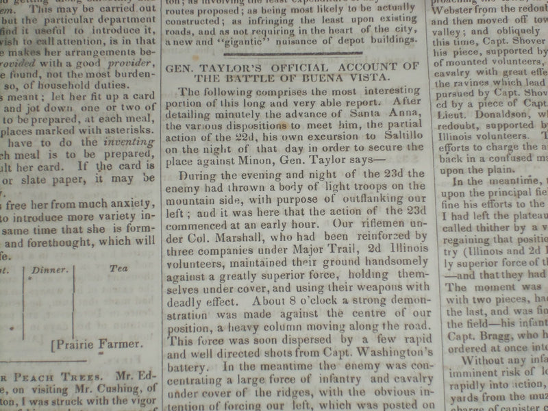 1847 MAY 1 MASSACHUSETTS PLOUGHMAN NEWSPAPER - TAYLOR - BUENA VISTA - NP 5146
