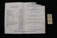 1944 SHAKESPEARE FESTIVAL PROGRAMS - LOT OF 3 & 2 TICKET STUBS - K 2822