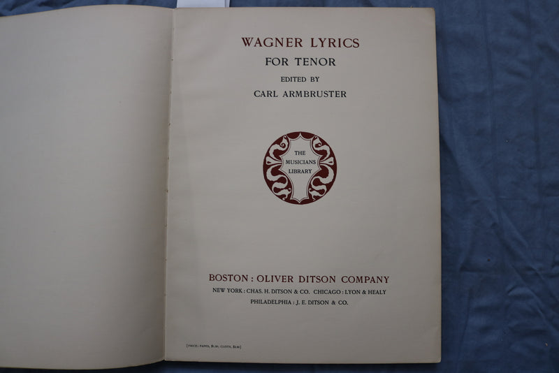 1904-1907 WAGNER LYRICS FOR TENOR & BARITONE AND BASS BOOKS - LOT OF 2 - O 3738