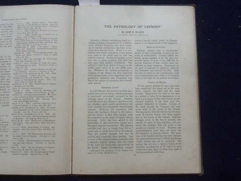 1938 TUBERCULOSIS AND LEPROSY-SYMPOSIUM SERIES- VOL 1 - HARDCOVER BOOK - KD 9103