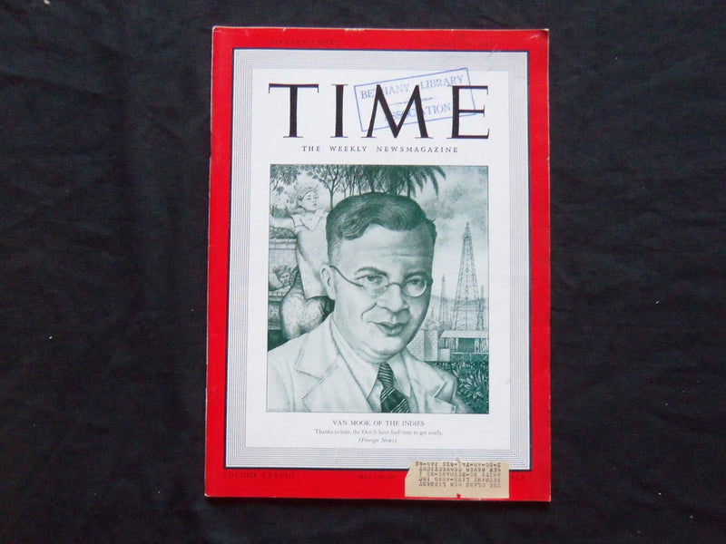 1941 AUGUST 18 TIME MAGAZINE - HUBERTUS J. VAN MOOK OF THE INDIES - T 777