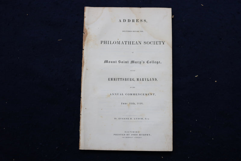 1839-40 PHILOMATHEAN SOCIETY MT. SAINT MARY'S COLLEGE SOFTCOVER -LOT OF 2- K 849