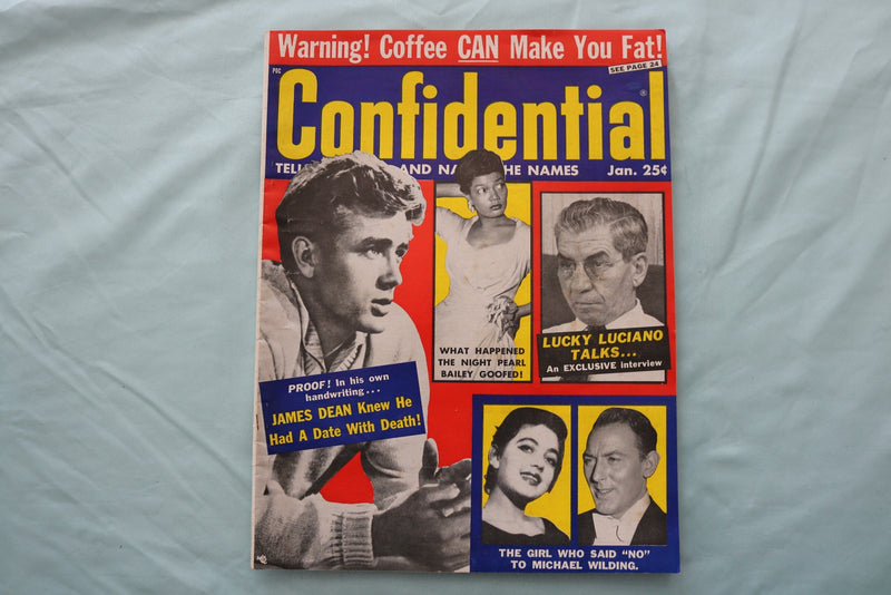 1958 JANUARY CONFIDENTIAL MAGAZINE - JAMES DEAN COVER - E 26699