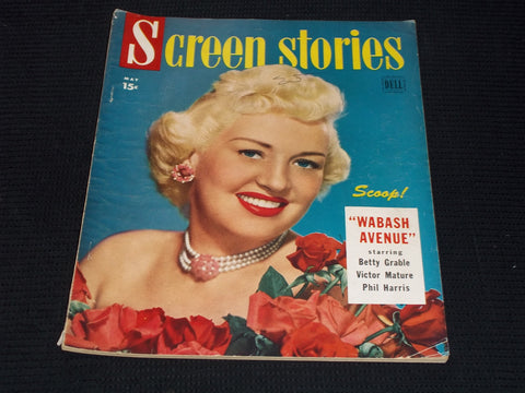 1950 MAY SCREEN STORIES MAGAZINE - BETTY GRABLE FRONT COVER - E 14125