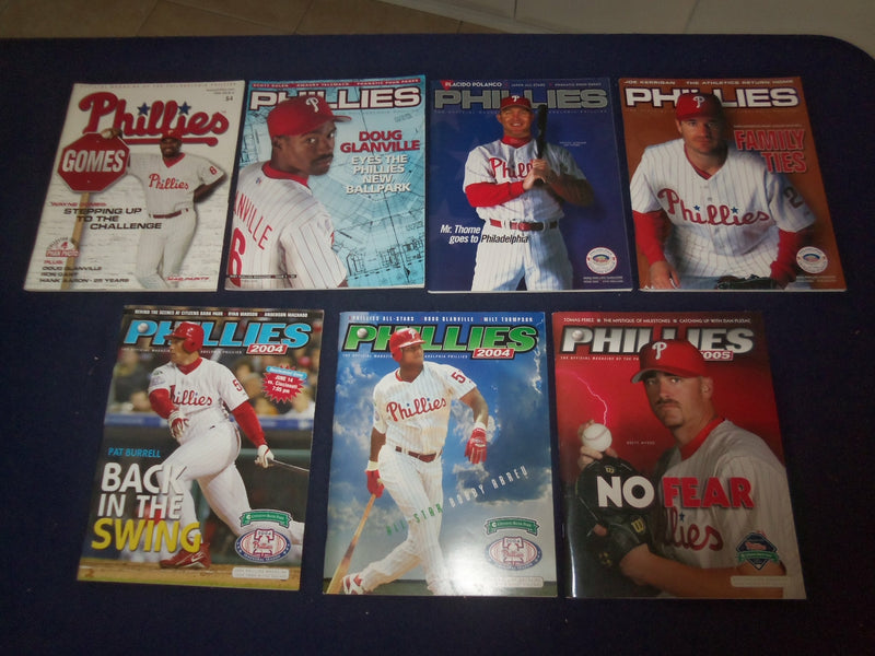 1999-2005 PHILADELPHIA PHILLIES OFFICIAL MAGAZINE - LOT OF 7 - ST 6822