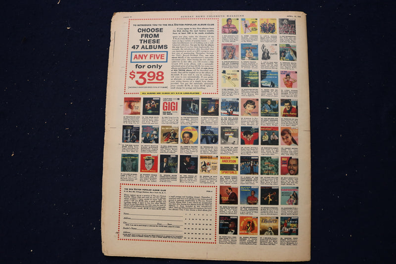 1959 APRIL 12 SUNDAY NEWS COLOROTO MAGAZINE - LOUIS JOURDAN - BASEBALL - E 23185