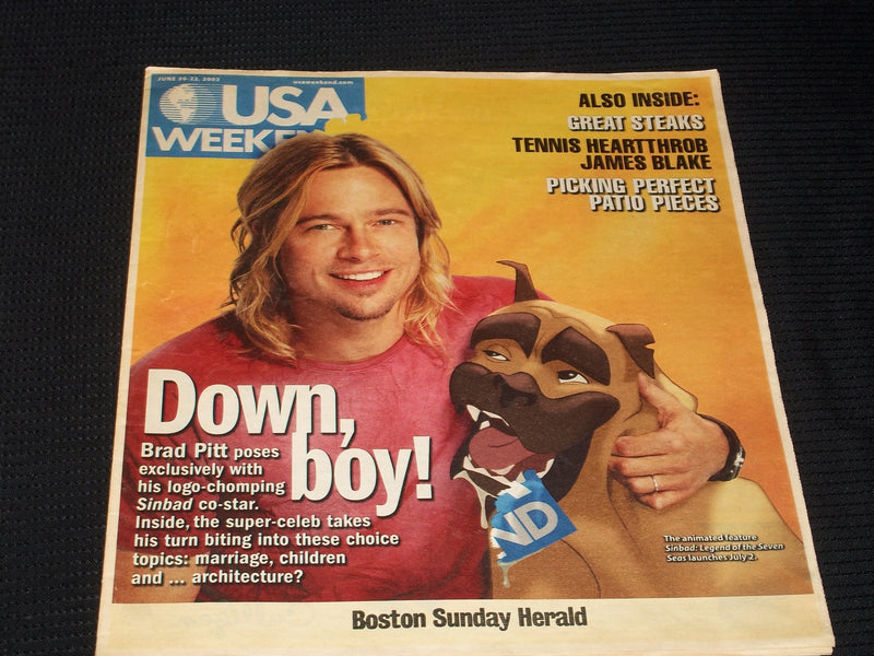 2003 JUNE 20 BOSTON SUNDAY HERALD USA MAGAZINE - BRAD PITT & SINBAD - E 5300
