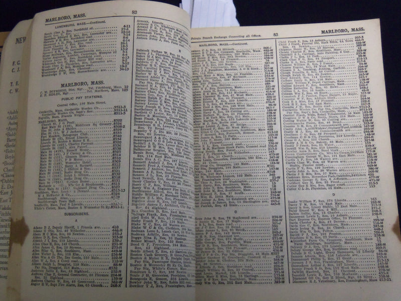 1912 WINTER NEW ENGLAND TELEPHONE DIRECTORY SECTION 4 - J 8816