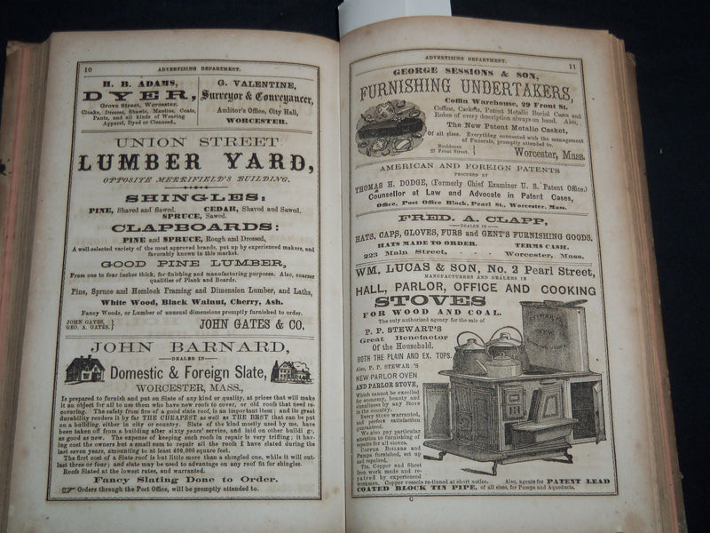 1867 WORCESTER DIRECTORY BY HENRY J. HOWLAND - MAP - KD 81W