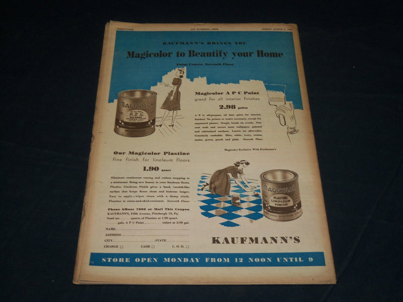 1946 MARCH 3 THE PITTSBURGH PRESS SUNDAY ROTO SECTION - FLORIDA - NP 4475