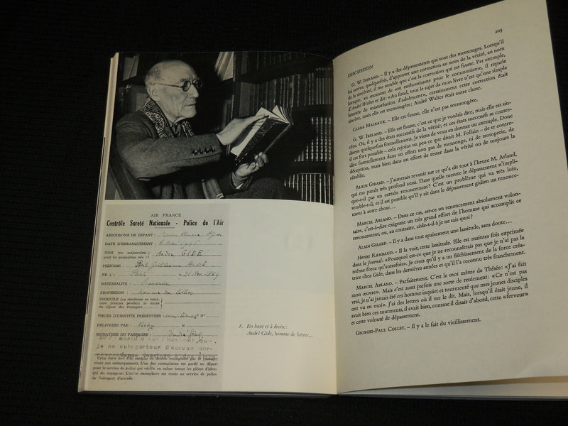 1967 ENTRETIENS SUR ANDRE GIDE SOFTCOVER BOOK BY MARCEL ARLAND - KD 7322