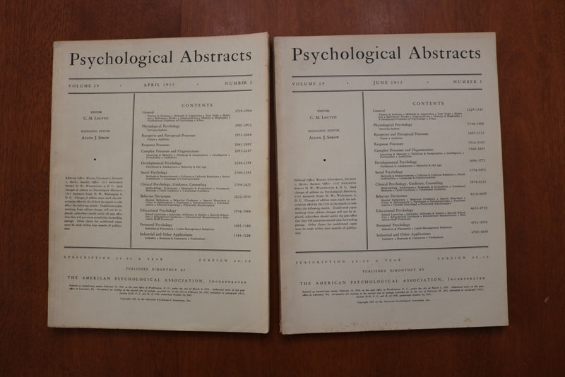 1945-1955 PSYCHOLOGICAL ABSTRACTS MAGAZINE - LOT OF 6 - O 3920