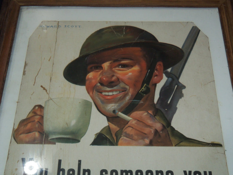 OLD USO POSTER BY HOWARD SCOTT - FRAMED - 19