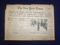 1944 AUG 12 NEW YORK TIMES - AMERICANS SEND COLUMN NORTH TO TRAP ENEMY - NP 6607