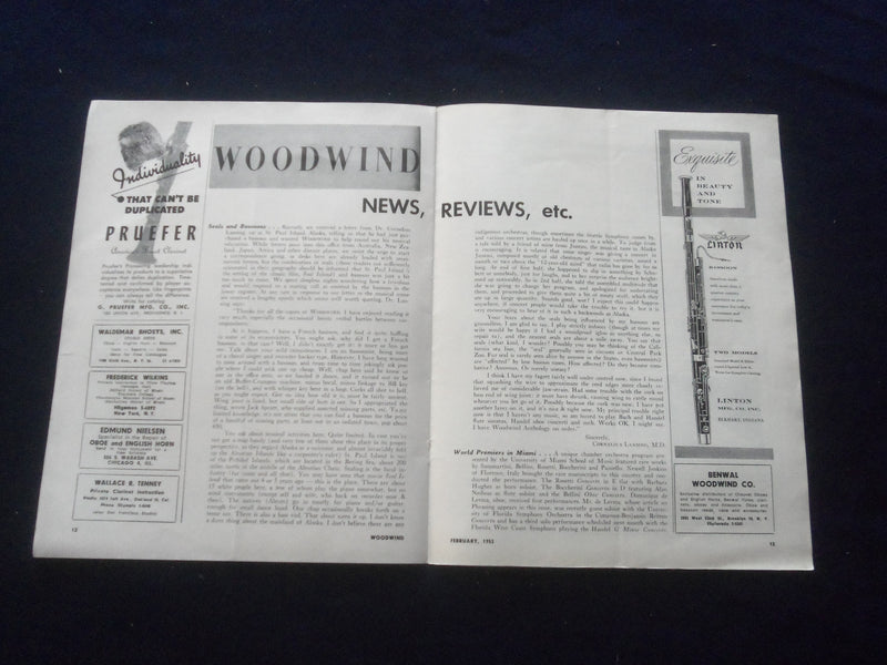 1953 FEBRUARY WOODWIND MAGAZINE - J 8404