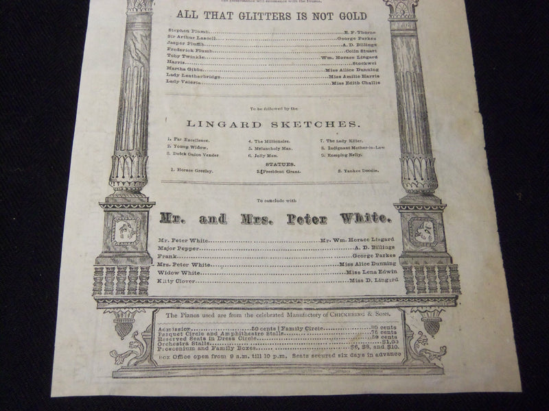 1869 ADELPHI THEATRE HANDBILL - ALL THAT GLITTERS IS NOT GOLD - J 5390