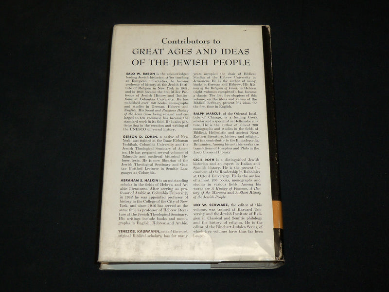 1956 GREAT AGES AND IDEAS OF THE JEWISH PEOPLE BOOK BY LEO W. SCHWARZ - KD 2762S