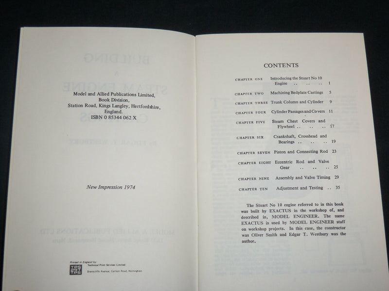 1974 BUILDING A STEAM ENGINE FROM CASTINGS SOFTCOVER BOOK BY WESTBURY - J 6850