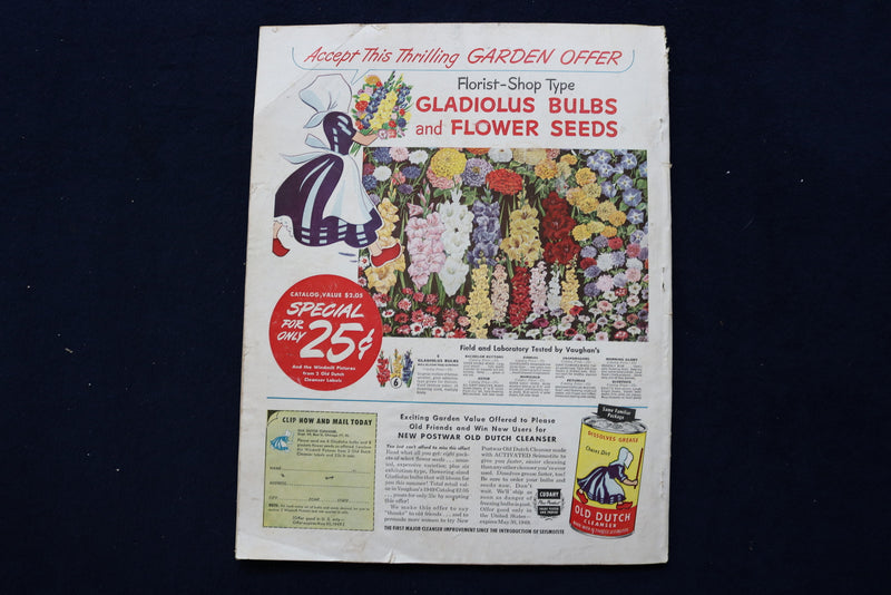 1949 FEB MCCALL'S MAGAZINE - BEAUTIFUL WOMAN SMELLING FLOWERS COVER - E 22129