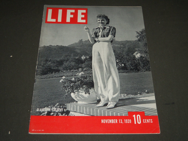 1939 NOVEMBER 13 LIFE MAGAZINE - CLAUDETTE COLBERT COVER - L 156