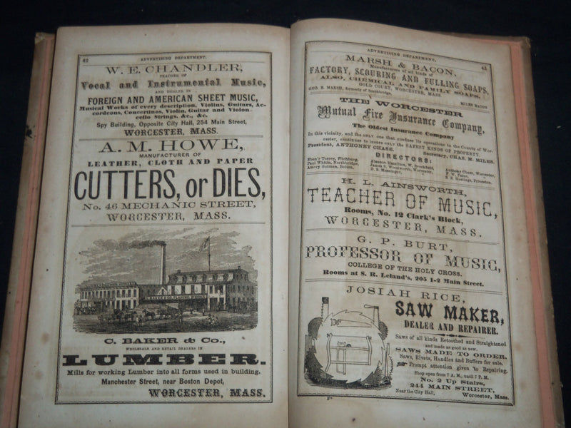 1867 WORCESTER DIRECTORY BY HENRY J. HOWLAND - MAP - KD 81W