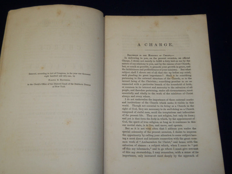 1851 A CHARGE TO THE DIOCESE OF OHIO BY CHARLES PETTIT M'ILVAINE - J 4560