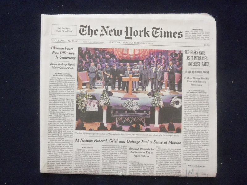 2023 FEB 2 NEW YORK TIMES - FED EASES PACE AS IT INCREASES INTEREST RATES