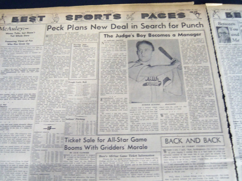 1941 AUGUST 26 CLEVELAND NEWS NEWSPAPER - NINTH PLACE AS SAFEST CITY - NT 7408