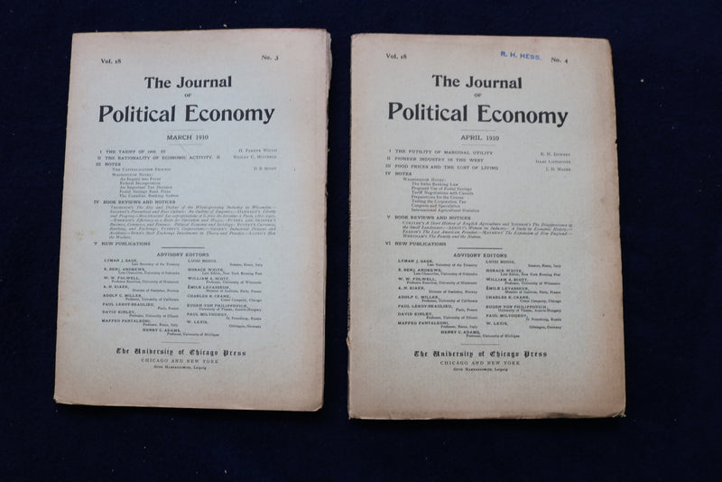 1909-1910 THE JOURNAL OF POLITICAL ECONOMY MAGAZINE - LOT OF 10 - O 3419