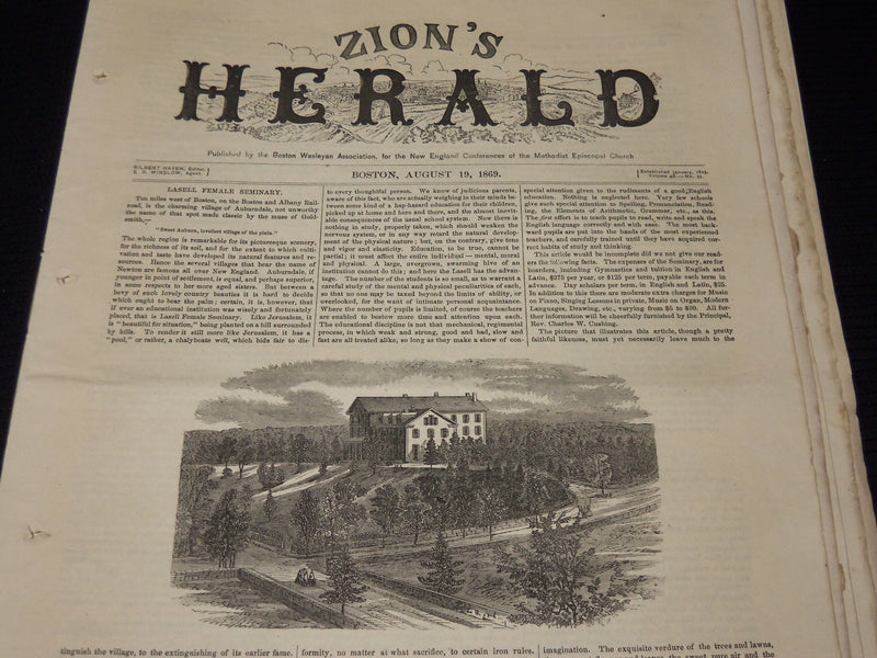 1869 ZION'S HERALD METHODIST EPISCOPAL CHURCH NEWSPAPER LOT OF 30 - NP 3877H