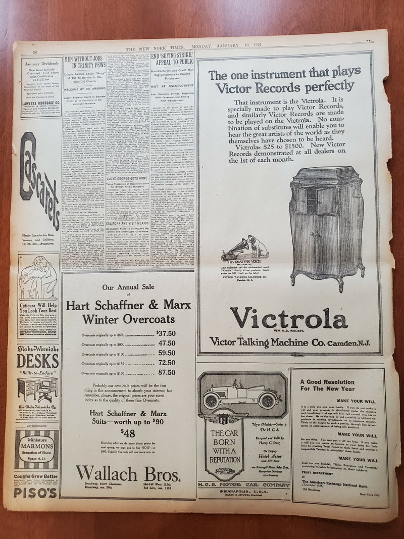1921 JANUARY 10 NEW YORK TIMES-DANIELS ORDERS INQUIRY OF BALLOON FLIGHT- NT 8089