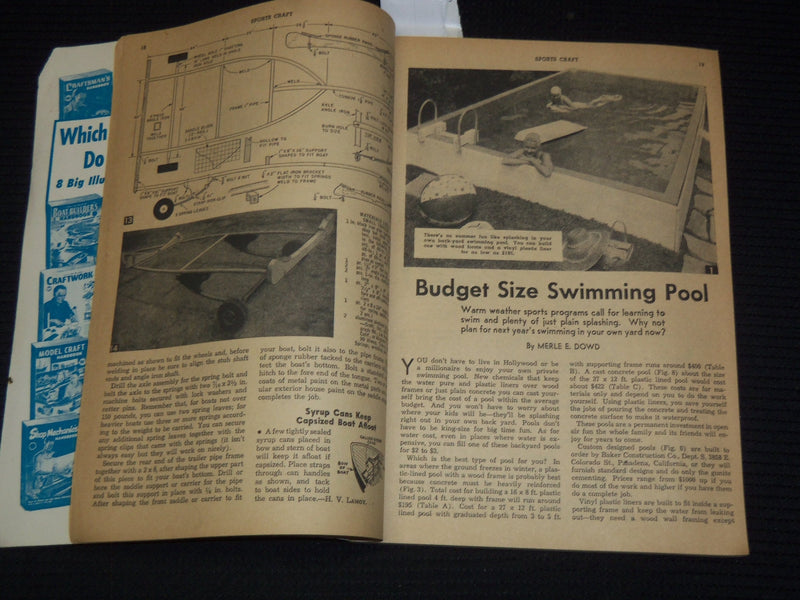 1953 SPORTS CRAFT MAGAZINE - VOLUME 1 - GOLF CART PLANS - DUCK BOAT - K 1010