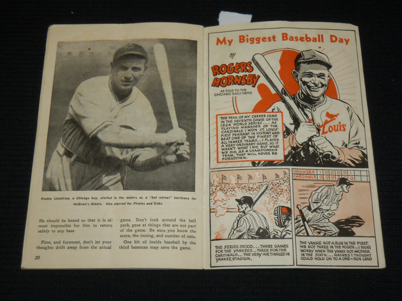 1940'S ROGERS HORNSBY HOW TO HIT AND PLAY THIRD BASE BOOK - J 6917