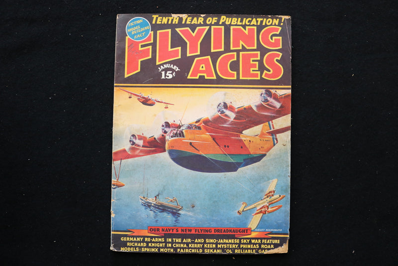 1938 JAN FLYING ACES MAGAZINE - NAVY'S NEW FLYING DREADNAUGHT COVER - ST 1011K