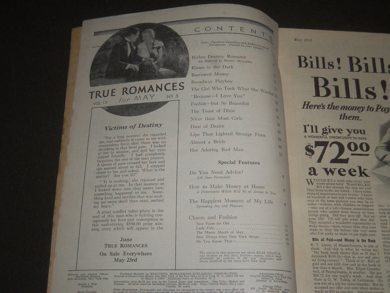 1931 MAY TRUE ROMANCES MAGAZINE - CONSTANCE CUMMINGS & RICHARD CROMWELL- ST 5331