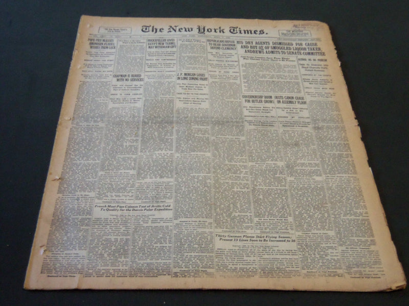 1926 APRIL 7 NEW YORK TIMES - 875 DRY AGENTS DISMISSED FOR CAUSE - NT 5589