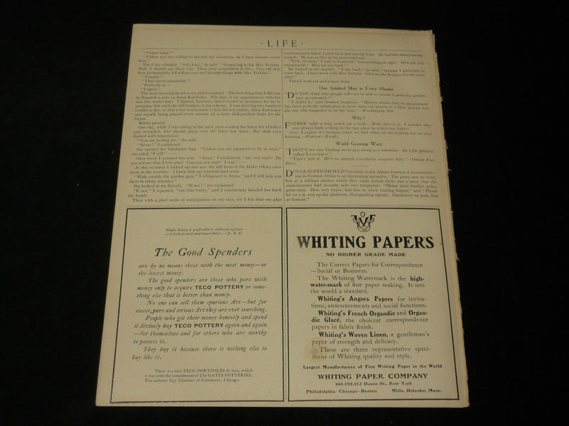 1906 NOVEMBER 1 LIFE MAGAZINE - THANKSGIVING NUMBER - NICE ILLUS. - B 4590H