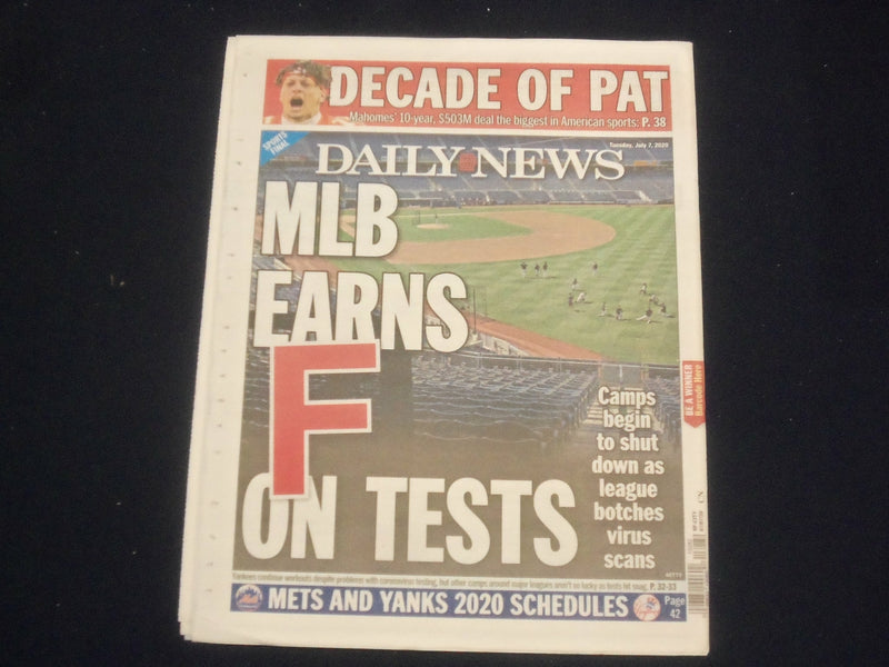 2020 JULY 7 NEW YORK DAILY NEWS NEWSPAPER - PAT MAHOMES SIGNS FOR $503 MILLION