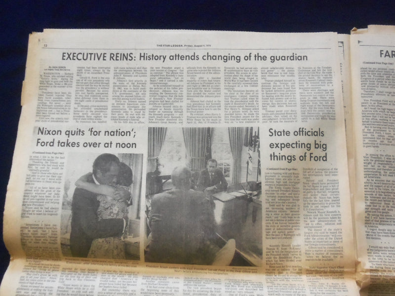 1974 AUGUST 9 THE STAR-LEDGER NEWSPAPER - NIXON RESIGNS - NEWARK, NJ - NP 6429