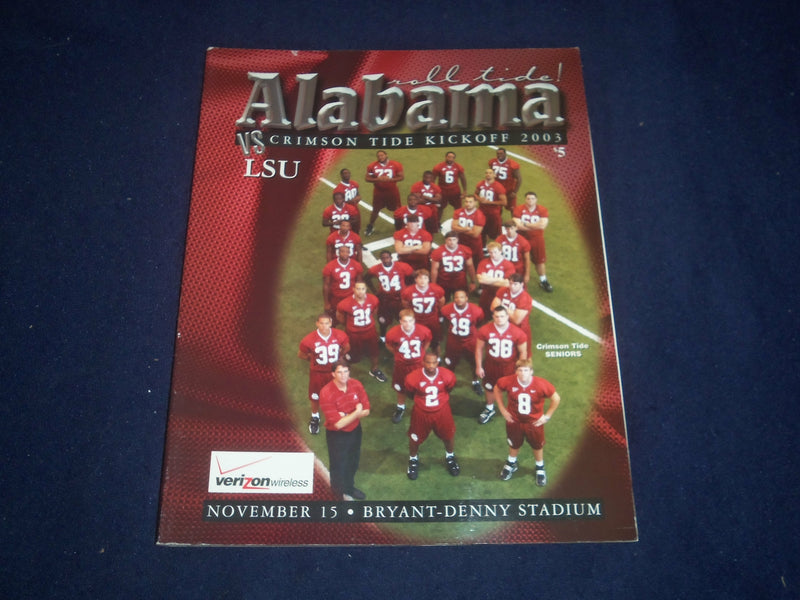 2003 NOVEMBER 15 UNIVERSITY OF ALABAMA VS LSU FOOTBALL PROGRAM - ST 4879D
