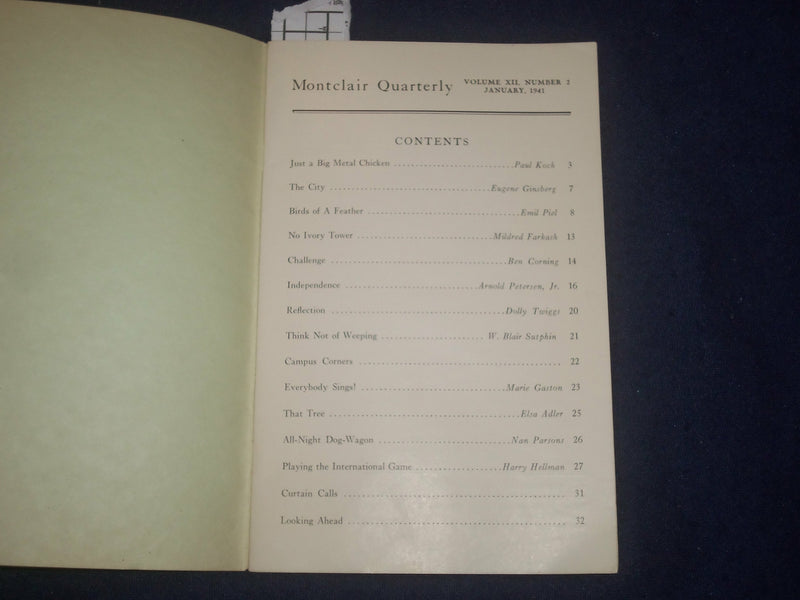 1940-1941 MONTCLAIR QUARTERLY MAGAZINE - LOT OF 2 - J 6438