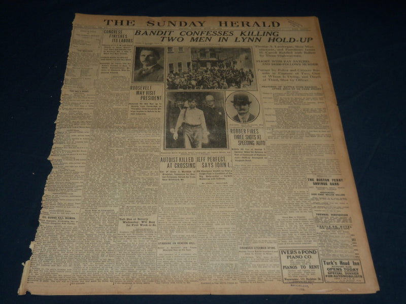 1910 JUNE 26 THE BOSTON HERALD - BANDIT KILLS TWO MEN IN LYNN HOLD-UP - BH 343