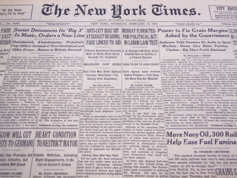 1948 FEBRUARY 12 NEW YORK TIMES - MURRAY INDICTED FOR POLITICAL ACT - NT 4436